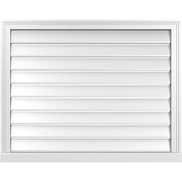 Ekena Millwork Vertical Surface Mount PVC Gable Vent: Functional, w/ 2"W x 2"P Brickmould Sill Frame, 38"W x 30"H - GVPVE38X3003SF