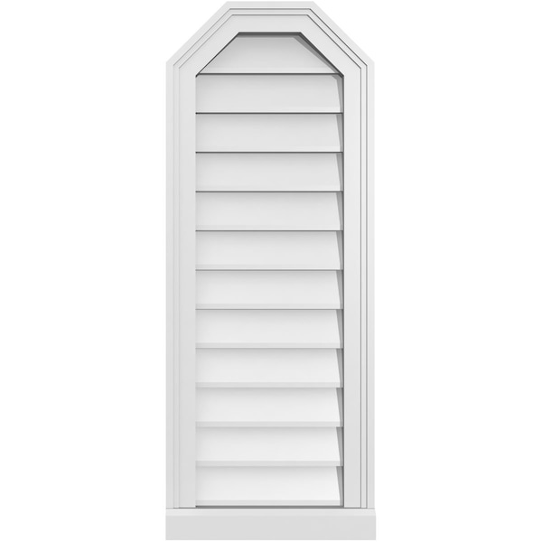 Ekena Millwork Octagonal Top Surface Mount PVC Gable Vent w/ 2"W x 2"P Brickmould Sill Frame, 14"W x 36"H - GVPOT14X3603SN