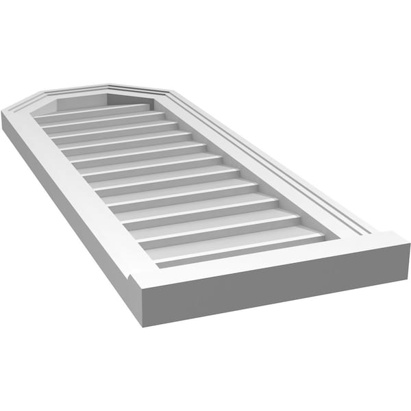 Ekena Millwork Octagonal Top Surface Mount PVC Gable Vent w/ 2"W x 2"P Brickmould Sill Frame, 14"W x 36"H - GVPOT14X3603SN