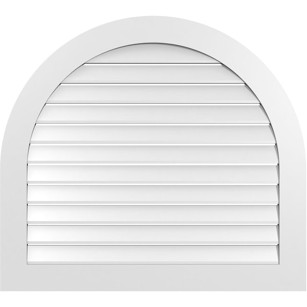 Ekena Millwork Round Top Surface Mount PVC Gable Vent: Functional, w/ 3-1/2"W x 1"P Standard Frame, 40"W x 36"H - GVPRT40X3601SF