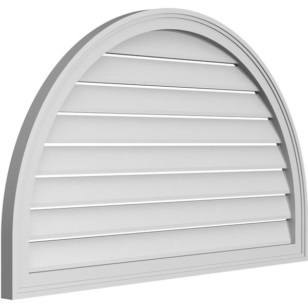 Ekena Millwork Round Top Surface Mount PVC Gable Vent: Functional, w/ 2"W x 1-1/2"P Brickmould Frame, 42"W x 26"H - GVPRT42X2602SF