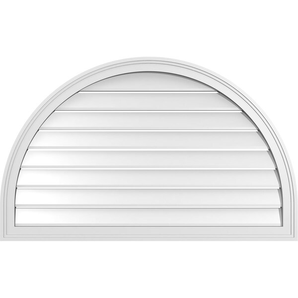 Ekena Millwork Round Top Surface Mount PVC Gable Vent: Functional, w/ 2"W x 1-1/2"P Brickmould Frame, 42"W x 26"H - GVPRT42X2602SF