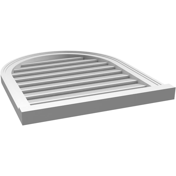 Ekena Millwork Round Top Surface Mount PVC Gable Vent: Functional, w/ 2"W x 2"P Brickmould Sill Frame, 24"W x 28"H - GVPRT24X2803SF