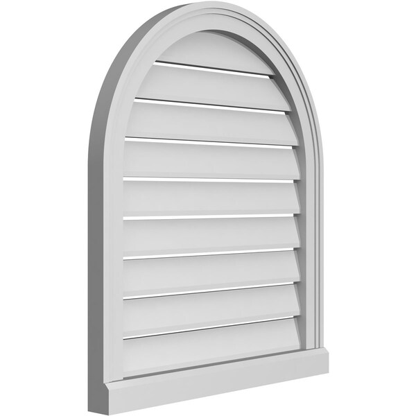 Ekena Millwork Round Top Surface Mount PVC Gable Vent: Functional, w/ 2"W x 2"P Brickmould Sill Frame, 24"W x 28"H - GVPRT24X2803SF