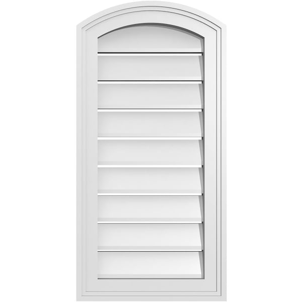 Ekena Millwork Arch Top Surface Mount PVC Gable Vent: Non-Functional, w/2"W x 1-1/2"P Brickmould Frame, 14"W x 26"H - GVPAR14X2602SN
