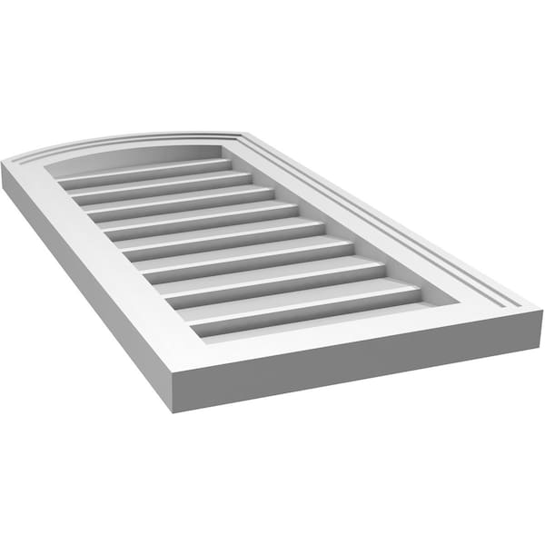 Ekena Millwork Arch Top Surface Mount PVC Gable Vent: Non-Functional, w/2"W x 1-1/2"P Brickmould Frame, 14"W x 26"H - GVPAR14X2602SN
