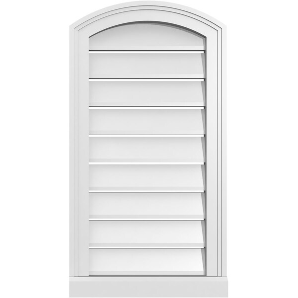 Ekena Millwork Arch Top Surface Mount PVC Gable Vent w/ 2"W x 2"P Brickmould Sill Frame, 16"W x 28"H - GVPAR16X2803SN