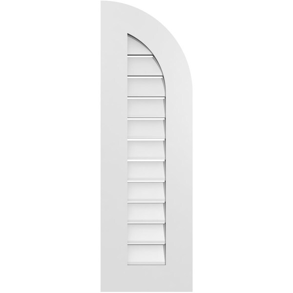 Ekena Millwork Quarter Round Top Right Surface Mount PVC Gable Vent w/ 3-1/2"W x 1"P Standard Frame, 12"W x 38"H - GVPQR12X3801SF