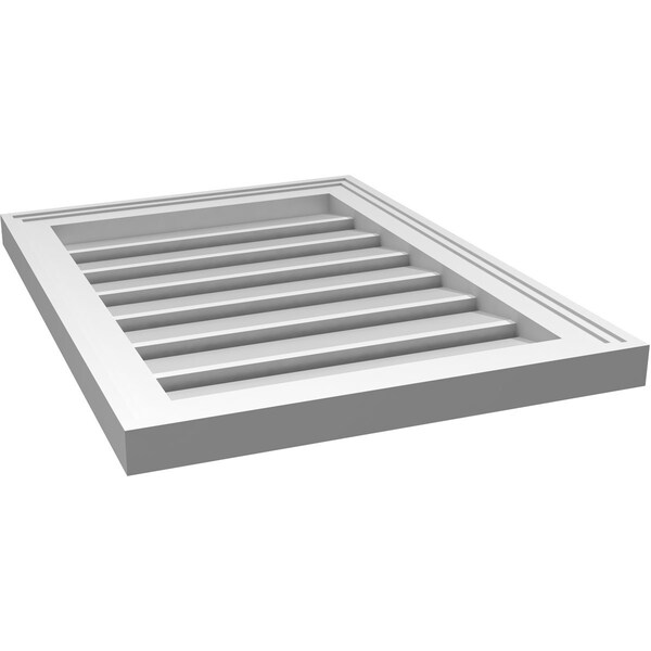 Ekena Millwork Vertical Surface Mount PVC Gable Vent: Functional, w/ 2"W x 1-1/2"P Brickmould Frame, 18"W x 24"H - GVPVE18X2402SF