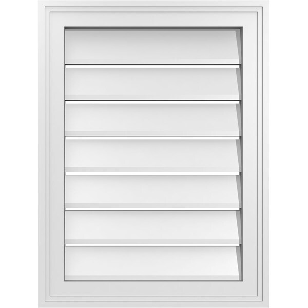 Ekena Millwork Vertical Surface Mount PVC Gable Vent: Functional, w/ 2"W x 1-1/2"P Brickmould Frame, 18"W x 24"H - GVPVE18X2402SF