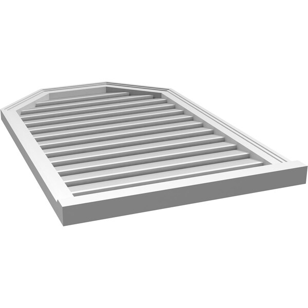 Ekena Millwork Octagonal Top Surface Mount PVC Gable Vent w/ 2"W x 2"P Brickmould Sill Frame, 26"W x 40"H - GVPOT26X4003SF