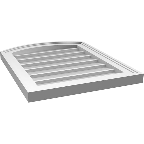 Ekena Millwork Arch Top Surface Mount PVC Gable Vent: Functional, w/ 2"W x 1-1/2"P Brickmould Frame, 18"W x 22"H - GVPAR18X2202SF