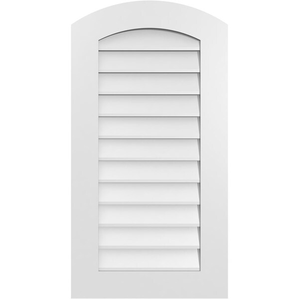 Ekena Millwork Arch Top Surface Mount PVC Gable Vent: Functional, w/ 3-1/2"W x 1"P Standard Frame, 20"W x 38"H - GVPAR20X3801SF