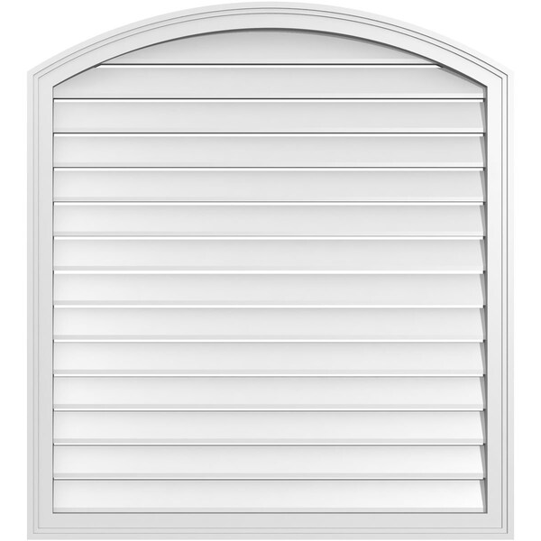 Ekena Millwork Arch Top Surface Mount PVC Gable Vent: Non-Functional, w/2"W x 1-1/2"P Brickmould Frame, 38"W x 40"H - GVPAR38X4002SN