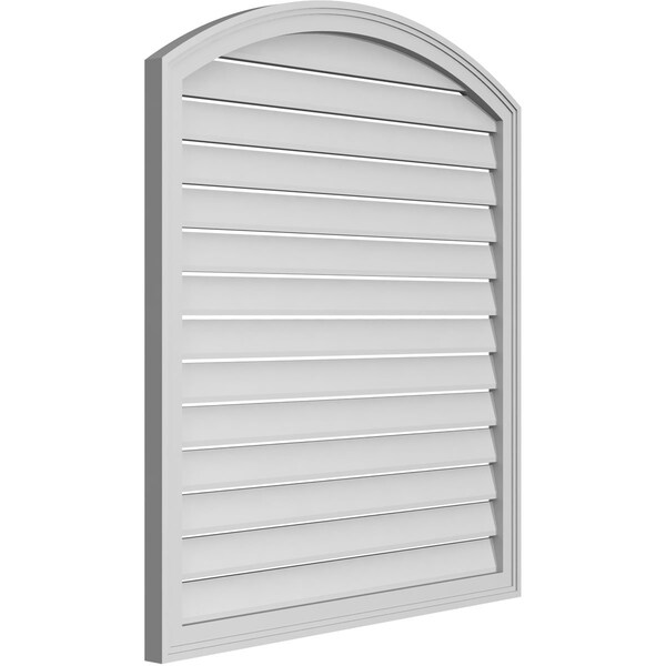 Ekena Millwork Arch Top Surface Mount PVC Gable Vent: Non-Functional, w/2"W x 1-1/2"P Brickmould Frame, 38"W x 40"H - GVPAR38X4002SN