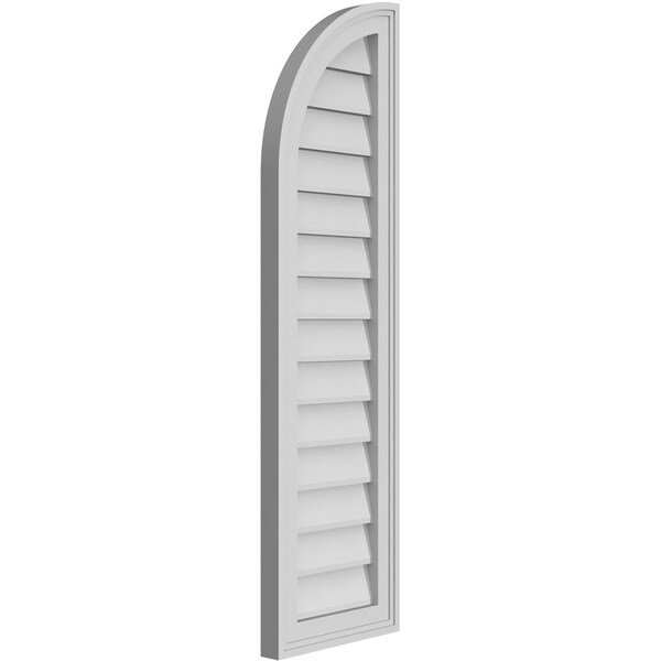 Ekena Millwork Quarter Round Top Left Surface Mount PVC Gable Vent w/ 2"W x 1-1/2"P Brickmould Frame, 12"W x 42"H - GVPQL12X4202SN