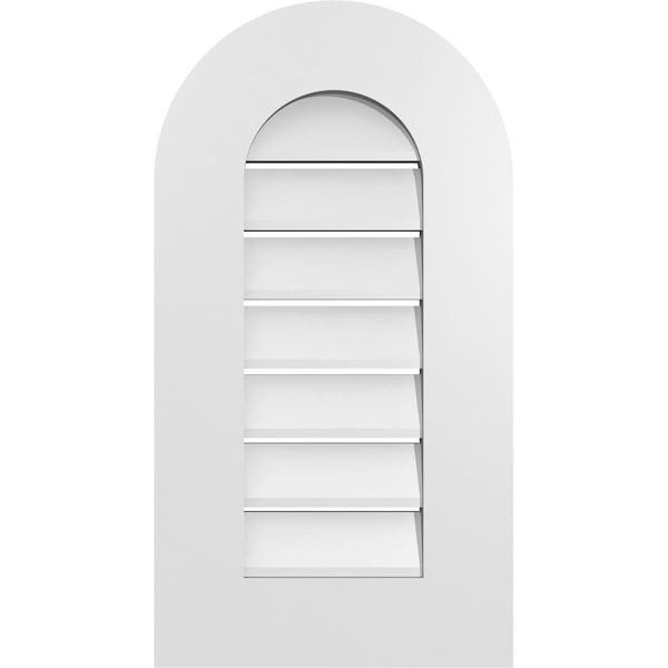 Ekena Millwork Round Top Surface Mount PVC Gable Vent: Functional, w/ 3-1/2"W x 1"P Standard Frame, 14"W x 26"H - GVPRT14X2601SF