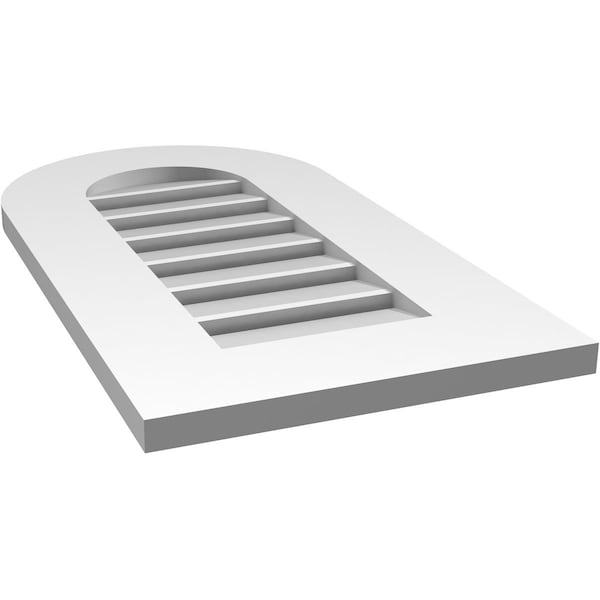 Ekena Millwork Round Top Surface Mount PVC Gable Vent: Functional, w/ 3-1/2"W x 1"P Standard Frame, 14"W x 26"H - GVPRT14X2601SF