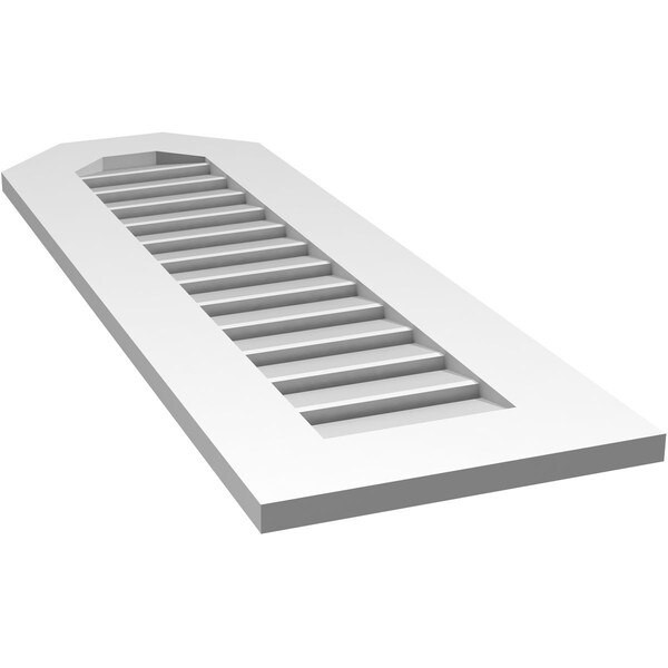 Ekena Millwork Octagonal Top Surface Mount PVC Gable Vent: Functional, w/ 3-1/2"W x 1"P Standard Frame, 14"W x 42"H - GVPOT14X4201SF