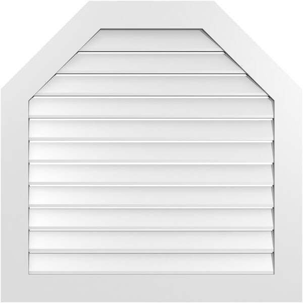Ekena Millwork Octagonal Top Surface Mount PVC Gable Vent: Functional, w/ 3-1/2"W x 1"P Standard Frame, 38"W x 38"H - GVPOT38X3801SF