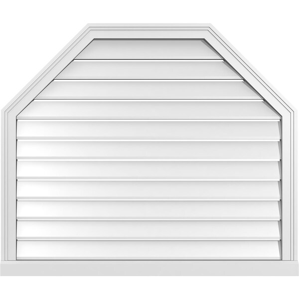 Ekena Millwork Octagonal Top Surface Mount PVC Gable Vent w/ 2"W x 2"P Brickmould Sill Frame, 40"W x 34"H - GVPOT40X3403SF