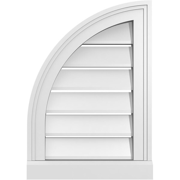 Ekena Millwork Quarter Round Top Left Surface Mount PVC Gable Vent w/ 2"W x 2"P Brickmould Sill Frame, 14"W x 20"H - GVPQL14X2003SF