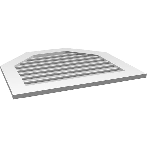 Ekena Millwork Octagonal Top Surface Mount PVC Gable Vent: Functional, w/ 3-1/2"W x 1"P Standard Frame, 32"W x 28"H - GVPOT32X2801SF