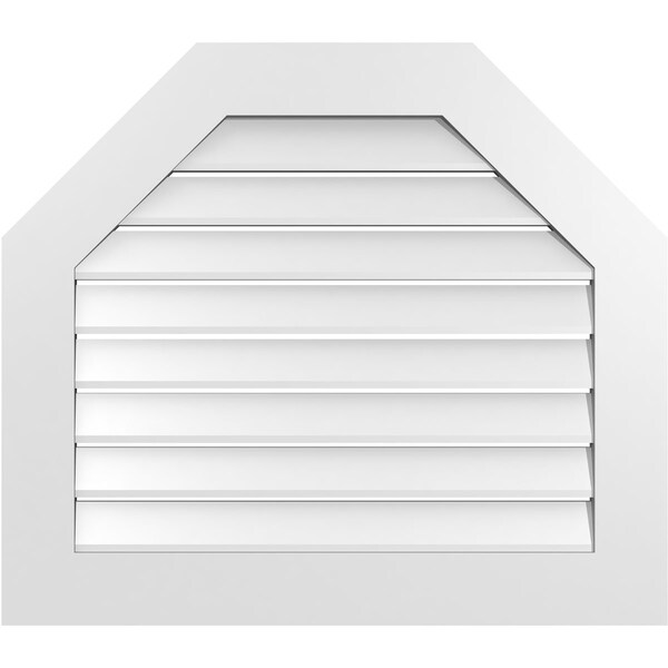 Ekena Millwork Octagonal Top Surface Mount PVC Gable Vent: Functional, w/ 3-1/2"W x 1"P Standard Frame, 32"W x 28"H - GVPOT32X2801SF