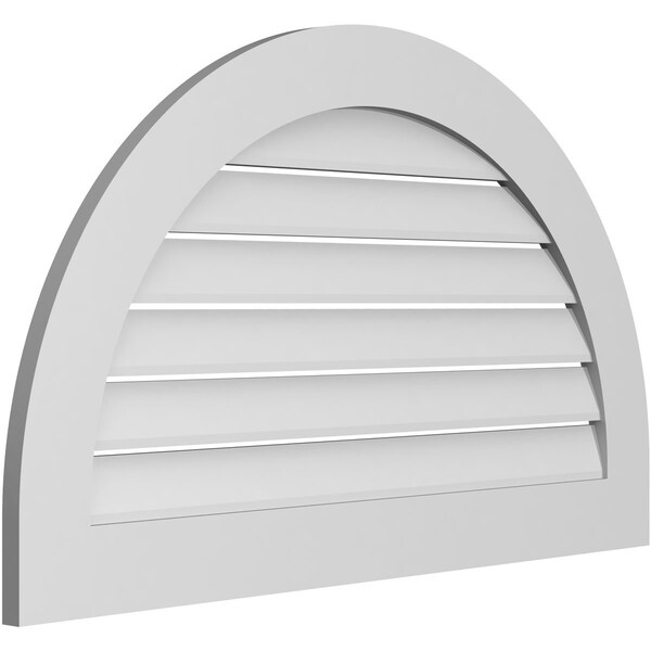 Ekena Millwork Round Top Surface Mount PVC Gable Vent: Functional, w/ 3-1/2"W x 1"P Standard Frame, 40"W x 24"H - GVPRT40X2401SF