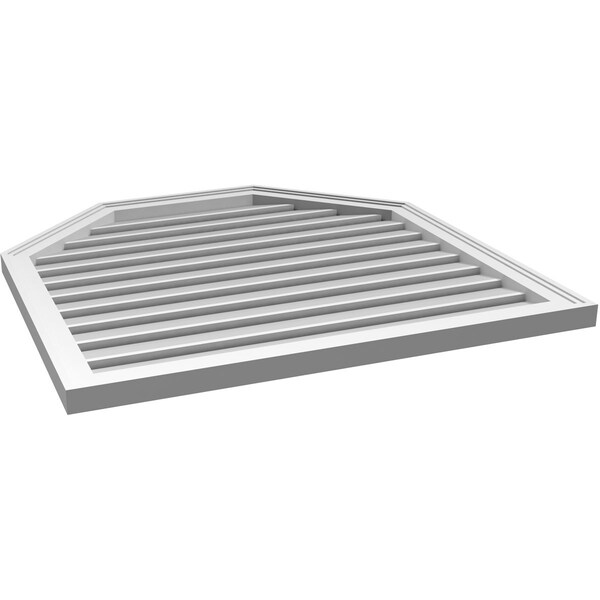 Ekena Millwork Octagonal Top Surface Mount PVC Gable Vent w/ 2"W x 1-1/2"P Brickmould Frame, 34"W x 34"H - GVPOT34X3402SF