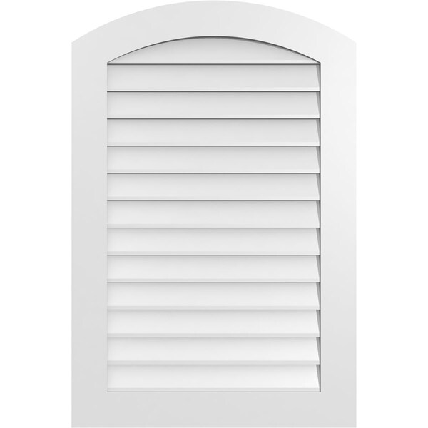 Ekena Millwork Arch Top Surface Mount PVC Gable Vent: Functional, w/ 3-1/2"W x 1"P Standard Frame, 28"W x 42"H - GVPAR28X4201SF