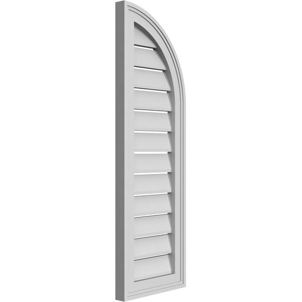Ekena Millwork Quarter Round Top Right Surface Mount PVC Gable Vent w/ 2"W x 1-1/2"P Brickmould Frame, 12"W x 36"H - GVPQR12X3602SF