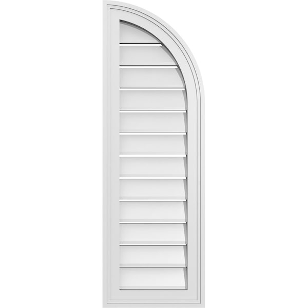 Ekena Millwork Quarter Round Top Right Surface Mount PVC Gable Vent w/ 2"W x 1-1/2"P Brickmould Frame, 12"W x 36"H - GVPQR12X3602SF