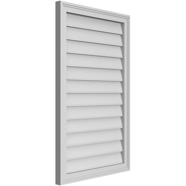 Ekena Millwork Vertical Surface Mount PVC Gable Vnt: Non-Functional, w/2"W x 1-1/2"H, Brickmould Frame, 24"W x 38"H - GVPVE24X3802SN