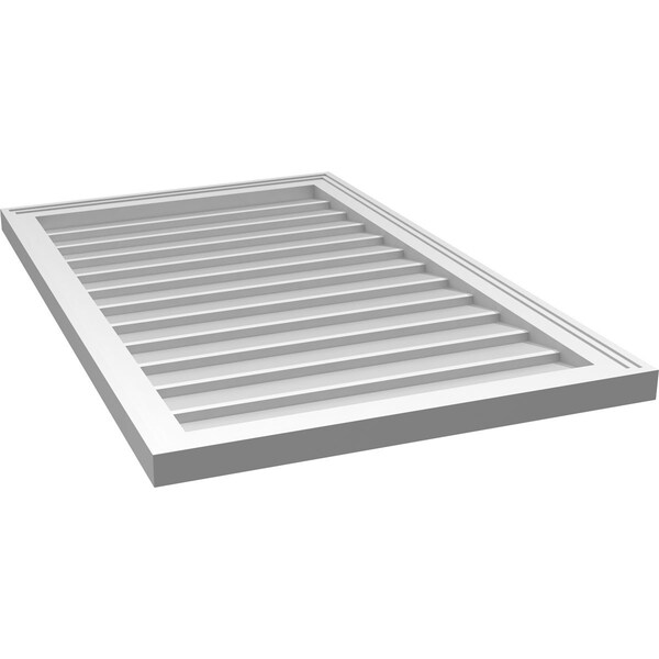 Ekena Millwork Vertical Surface Mount PVC Gable Vnt: Non-Functional, w/2"W x 1-1/2"H, Brickmould Frame, 24"W x 38"H - GVPVE24X3802SN