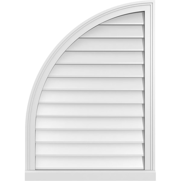 Ekena Millwork Quarter Round Top Left Surface Mount PVC Gable Vent w/ 2"W x 2"P Brickmould Sill Frame, 26"W x 36"H - GVPQL26X3603SN