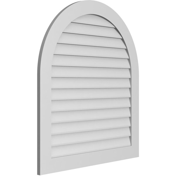 Ekena Millwork Round Top Surface Mount PVC Gable Vent: Non-Functional, w/ 3-1/2"W x 1"P Standard Frame, 38"W x 42"H - GVPRT38X4201SN