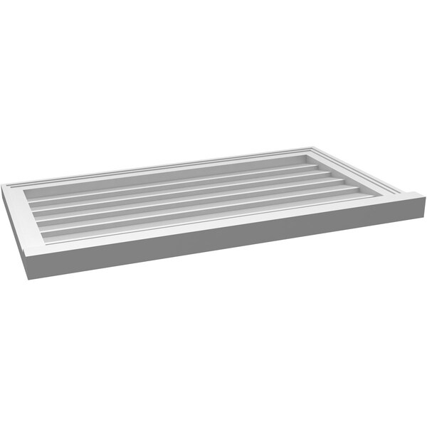 Ekena Millwork Vertical Surface Mount PVC Gable Vent w/ 2"W x 2"H , Brickmould Sill Frame, 36"W x 20"H - GVPVE36X2003SN