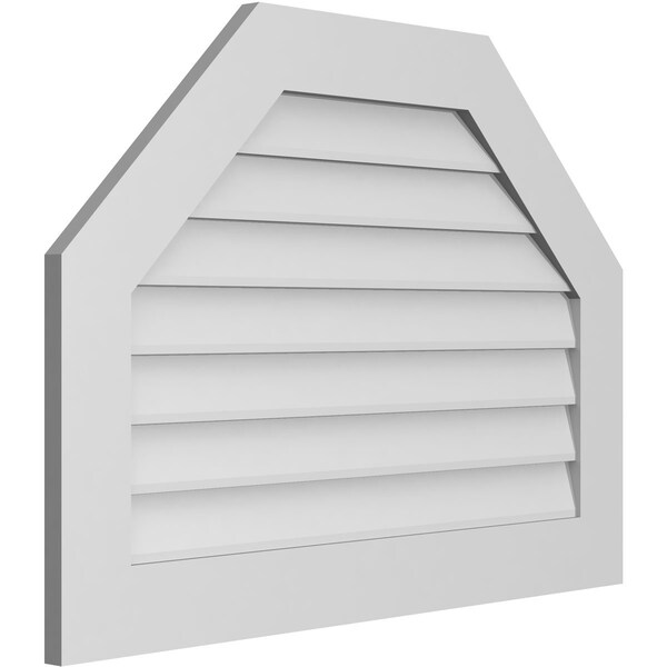 Ekena Millwork Octagonal Top Surface Mount PVC Gable Vent w/ 3-1/2"W x 1"P Standard Frame, 36"W x 26"H - GVPOT36X2601SN