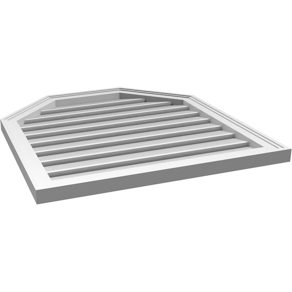 Ekena Millwork Octagonal Top Surface Mount PVC Gable Vent w/ 2"W x 1-1/2"P Brickmould Frame, 28"W x 30"H - GVPOT28X3002SF