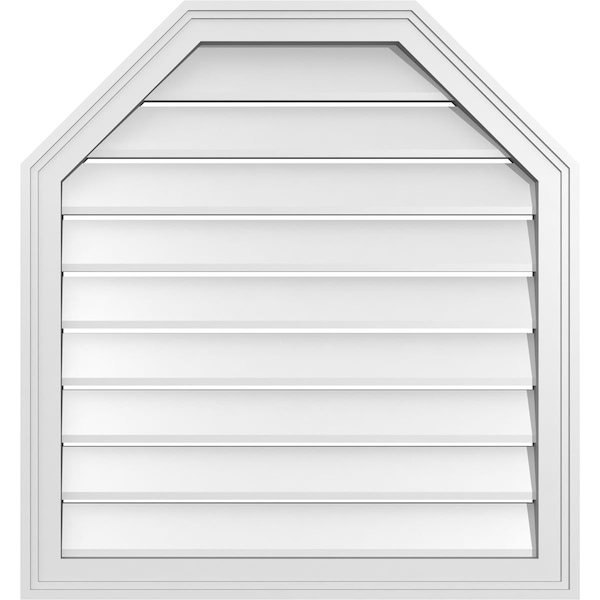 Ekena Millwork Octagonal Top Surface Mount PVC Gable Vent w/ 2"W x 1-1/2"P Brickmould Frame, 28"W x 30"H - GVPOT28X3002SF