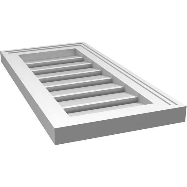 Ekena Millwork Vertical Surface Mount PVC Gable Vent: Functional, w/ 2"W x 1-1/2"P Brickmould Frame, 12"W x 24"H - GVPVE12X2402SF