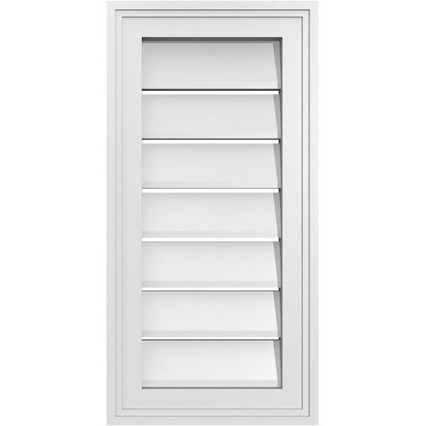 Ekena Millwork Vertical Surface Mount PVC Gable Vent: Functional, w/ 2"W x 1-1/2"P Brickmould Frame, 12"W x 24"H - GVPVE12X2402SF