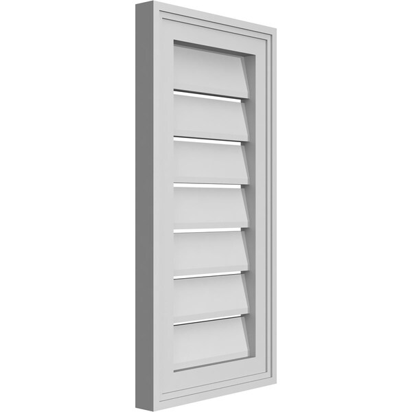Ekena Millwork Vertical Surface Mount PVC Gable Vent: Functional, w/ 2"W x 1-1/2"P Brickmould Frame, 12"W x 24"H - GVPVE12X2402SF