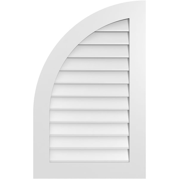 Ekena Millwork Quarter Round Top Left Surface Mount PVC Gable Vent w/ 3-1/2"W x 1"P Standard Frame, 24"W x 38"H - GVPQL24X3801SN