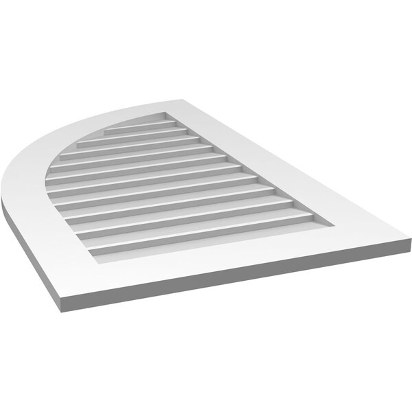 Ekena Millwork Quarter Round Top Left Surface Mount PVC Gable Vent w/ 3-1/2"W x 1"P Standard Frame, 24"W x 38"H - GVPQL24X3801SN