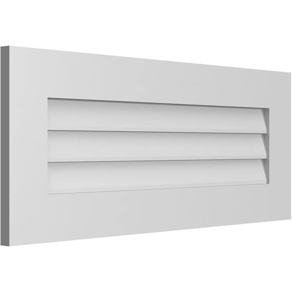 Ekena Millwork Vertical Surface Mount PVC Gable Vent: Non-Functional, w/3-1/2"W x 1"H, Standard Frame, 34"W x 14"H - GVPVE34X1401SN