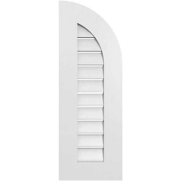Ekena Millwork Quarter Round Top Right Surface Mount PVC Gable Vent w/ 3-1/2"W x 1"P Standard Frame, 12"W x 34"H - GVPQR12X3401SF