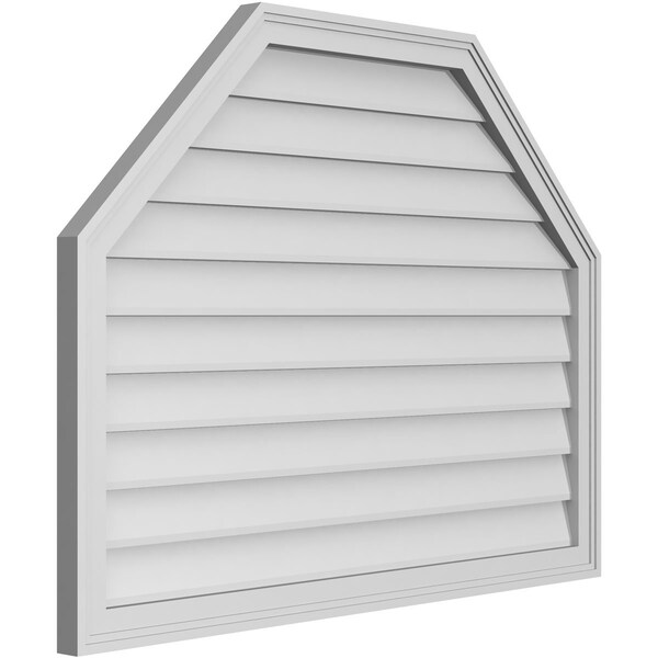 Ekena Millwork Octagonal Top Surface Mount PVC Gable Vent w/ 2"W x 1-1/2"P Brickmould Frame, 42"W x 32"H - GVPOT42X3202SN