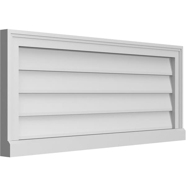 Ekena Millwork Vertical Surface Mount PVC Gable Vent w/ 2"W x 2"H , Brickmould Sill Frame, 38"W x 16"H - GVPVE38X1603SN